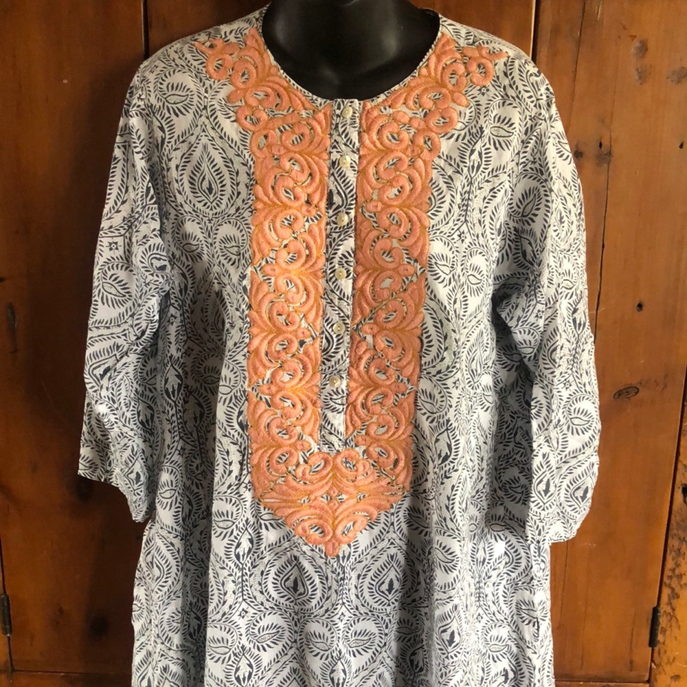 Roberta Roller Rabbit Tunic Size Large 100% Cotton